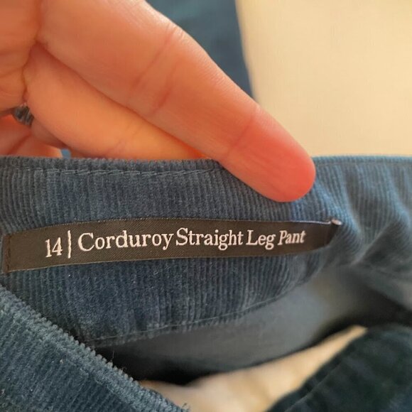 Talbots Pant Trouser Corduroy Teal Straight Leg Classic Winter Preppy Stretch - Picture 8 of 9